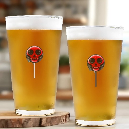 Red Skull Lollipop Trick Or Treat Halloween Glass Cups
