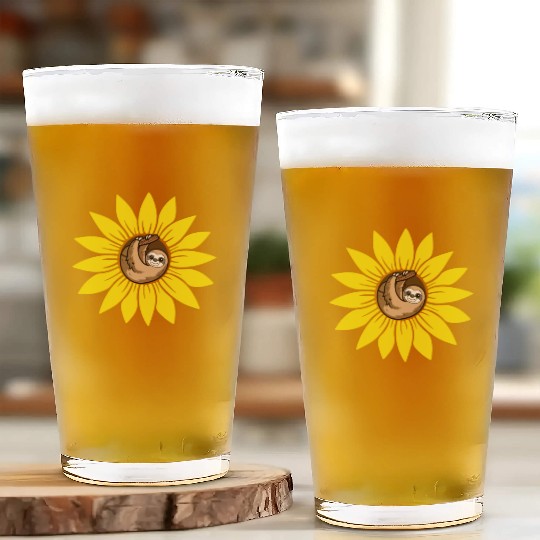 Sloth Sunflower Glass Cups