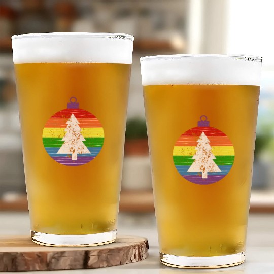 LGBTQ Christmas Ball Holiday Gay Pride Glass Cups