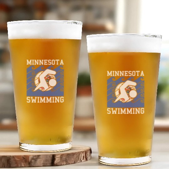 Minnesota Flag Swimming Team Swim Swimmer US State Glass Cups
