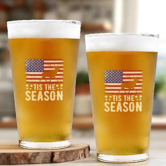 Tis The Season Retro American Flag Dear Hunting Glass Cups