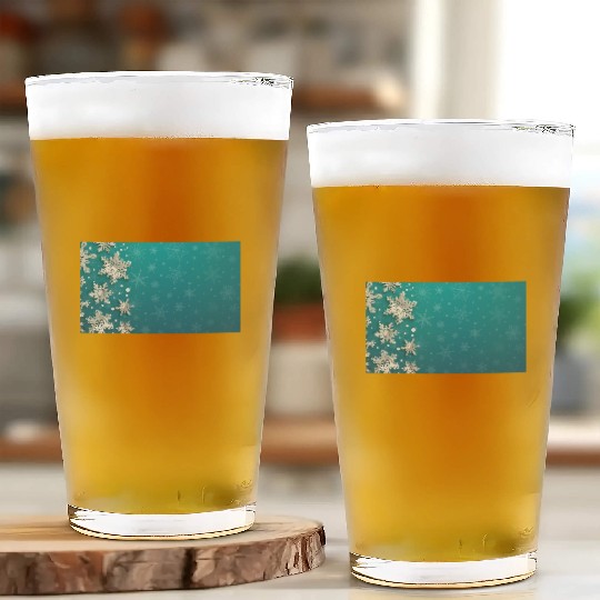 Elegant Christmas Snowflakes Pattern Teal Glass Cups
