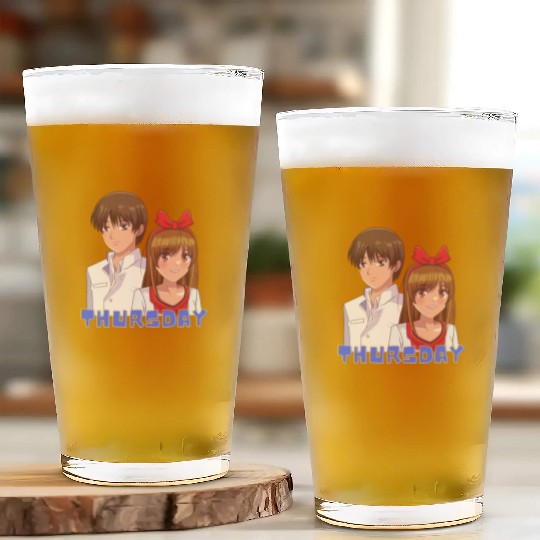 Anime Boy and Girl Day of The Week Thursday Glass Cups