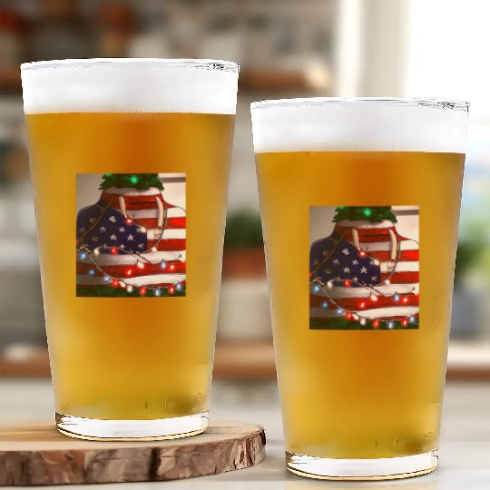 Patriotic Christmas Christmas Tree US Flag Glass Cups