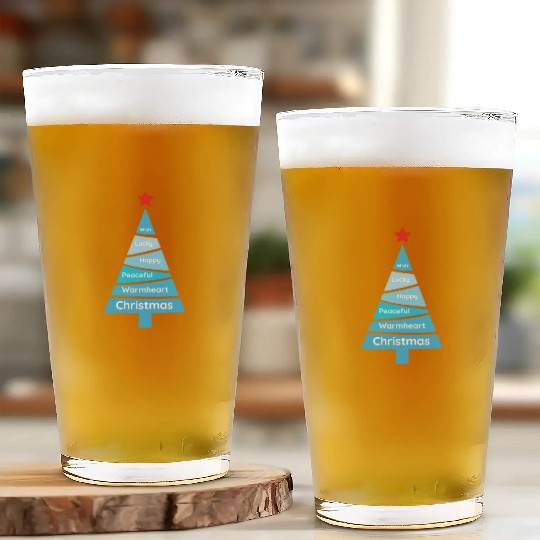 Minimalist Light Blue Christmas Pine Glass Cups