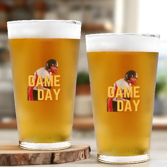 Game Day , Football Season , Football Graphic Glass Cups