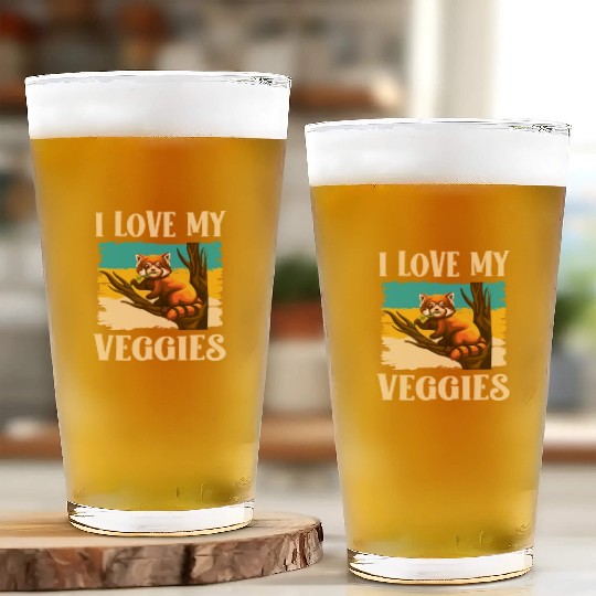 I Love My Veggies Red Panda Zookeeper Wildlife Glass Cups