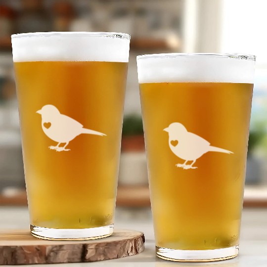 Sparrow Silhouette Heart Glass Cups