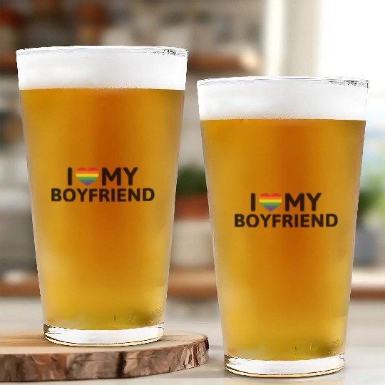 I Love My Boyfriend Glass Cups