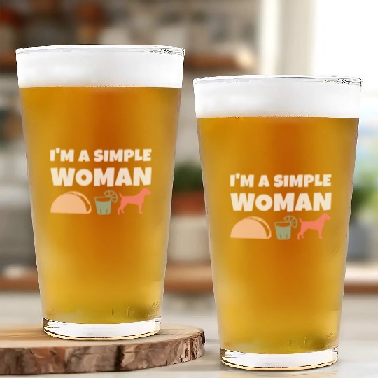 I'm A Simple Woman Tacos Tequila Jack Russell Glass Cups