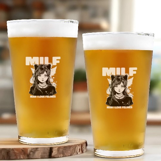 MILF Man I love Felines Funny Cat Cute Anime Girl Glass Cups