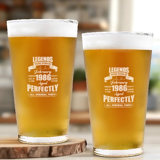 Legends Were Born In February 1986 Birthday Glass Cups
