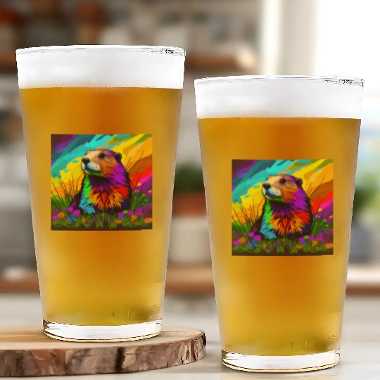 multicolor groundhog.groundhog day ,groundhog gift Glass Cups