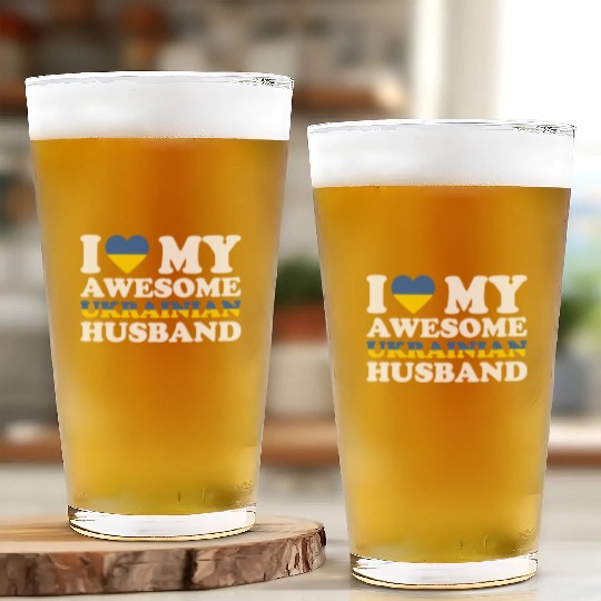 I Love My Awesome ukrainian Husband Funny Gift Glass Cups