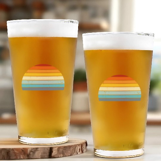 Vintage Distressed Retro Sunset | Red Yellow Blue Glass Cups