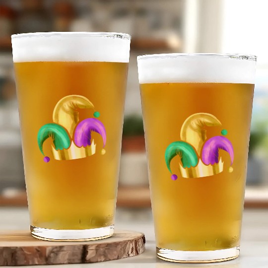 Purple, Yellow Golden And Green Jester Hat For Glass Cups