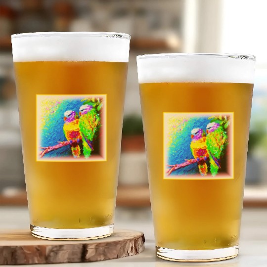 A Vibrant and Joyful Rainbow Birds. Buy Now Glass Cups
