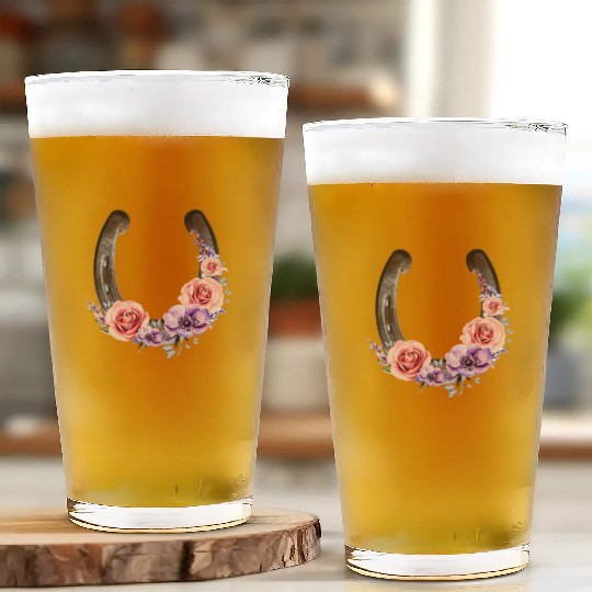 Lucky Floral Horseshoe Glass Cups