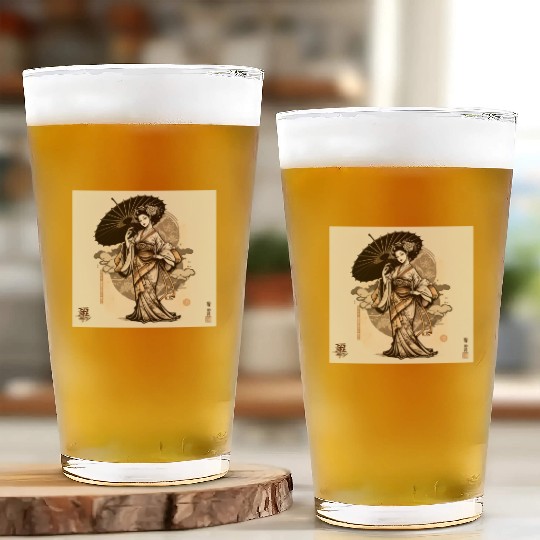 Japanese Kimono girl Glass Cups