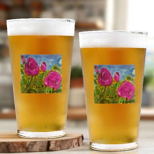 Hand Painted Roses Glass Cups Glass Cups Mugs Tote Bags