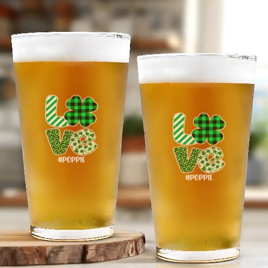 Love Poppie Green Plaid Leopard Shamrock Glass Cups