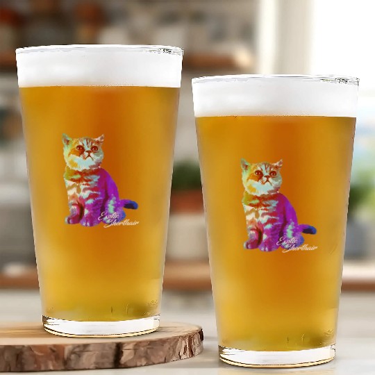 Colorful Exotic Shorthair Cat Funny Kitties Lover Glass Cups