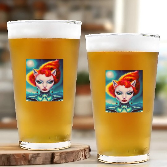 "Alien Cat Woman" Glass Cups