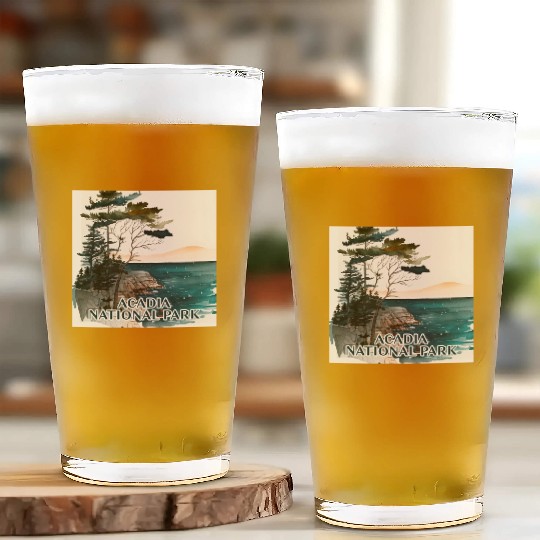Acadia National Park Watercolor Glass Cups