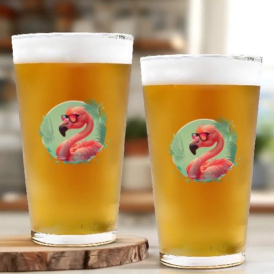 Retro Sunset Pink Flamingo Summer Design Flamingo Glass Cups