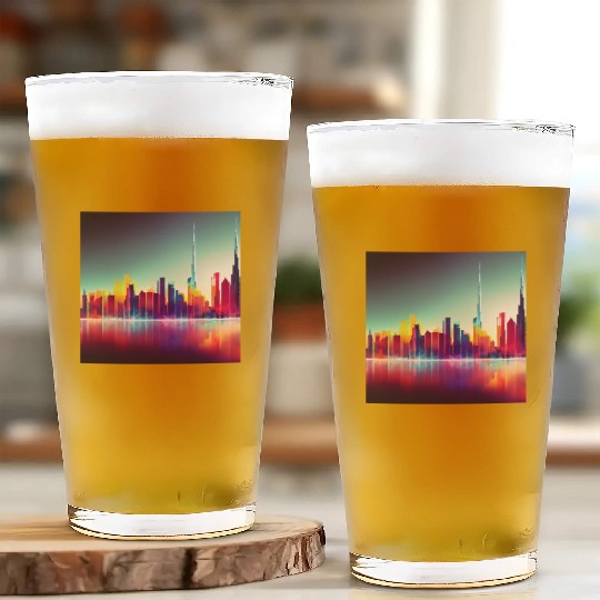 Dubai silhouette skyline abstract art Glass Cups