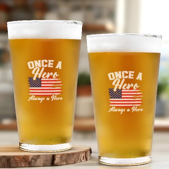 Once A Hero Always A Hero USA Flag Memorial Day Glass Cups