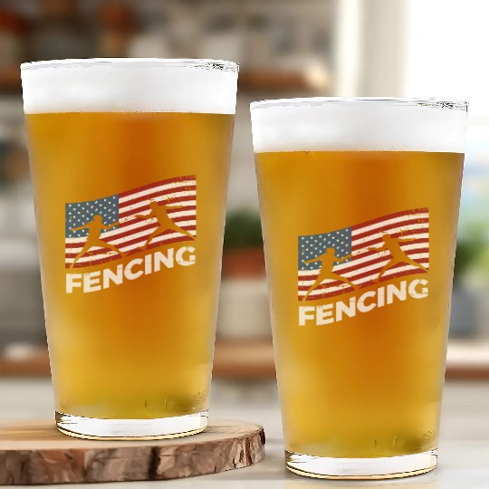 Fencing Usa Flag Fencer Patriotic Glass Cups