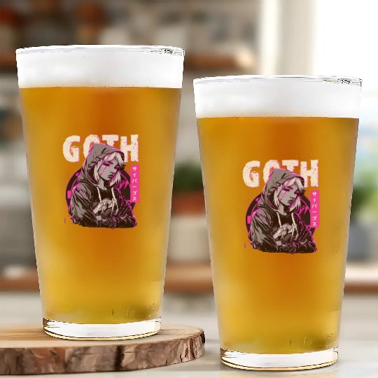 Gothic Sad Girl Anime Japanese Cybergoth Vaporwave Glass Cups