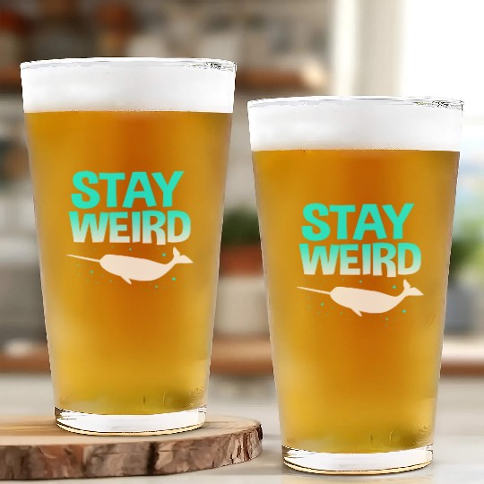 Sea Creature Funny Narwhal Stay Weird Glass Cups