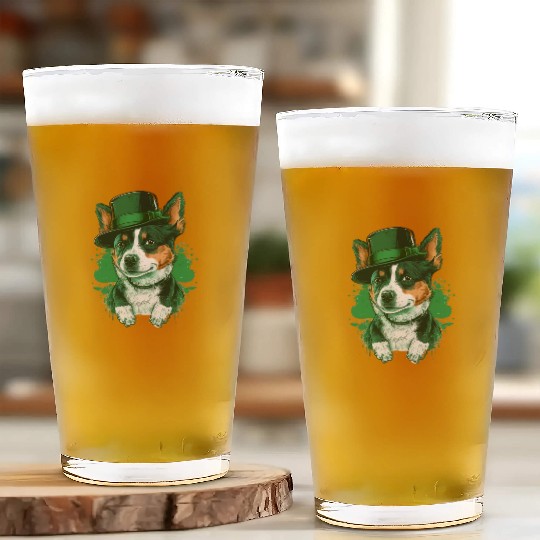 Lucky Pup St. Patricks Day for Dog Lovers. Glass Cups