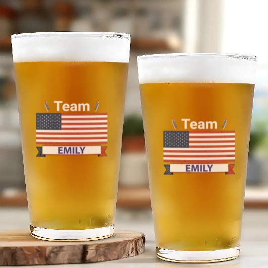 Team Emily USA American Flag Stars Glass Cups