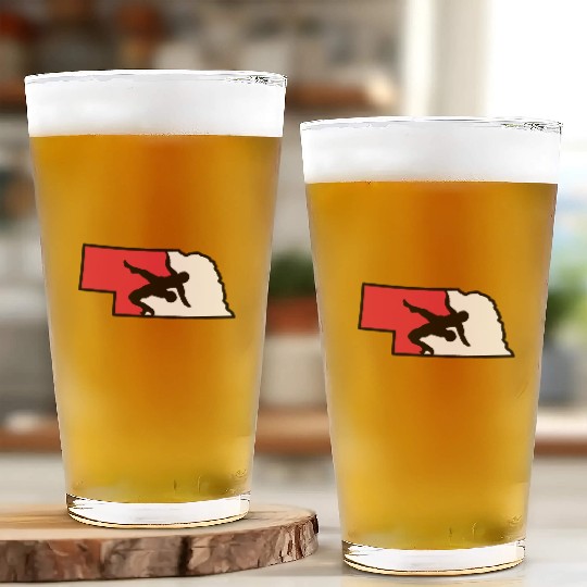 Nebraska Wrestling (State Colors) Glass Cups