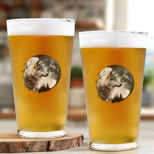 Wolf Moonlight Forest Wild Werewolf Watercolor 1 Glass Cups