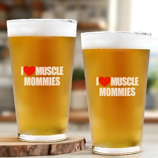 I Love Muscle Mommies Red Heart Muscle Mommies Glass Cups