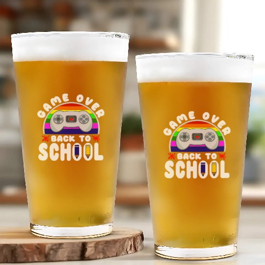 Funny Game Over Kids Student Back To School Glass Cups