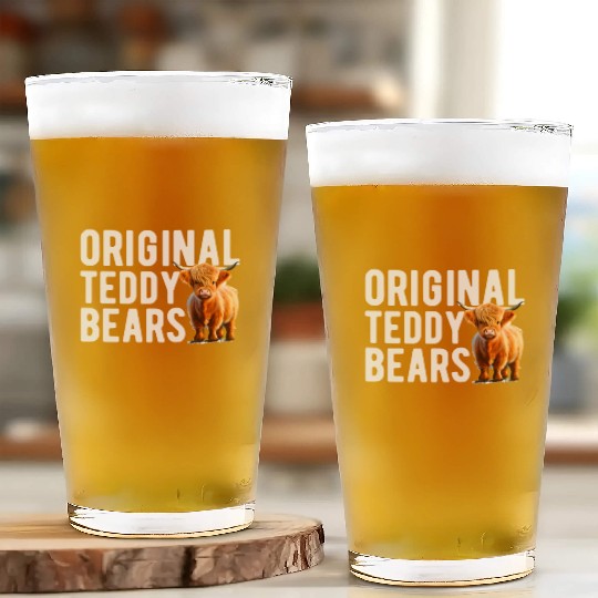 Original Teddy Bears Highland Cow Scottish Cattle Glass Cups