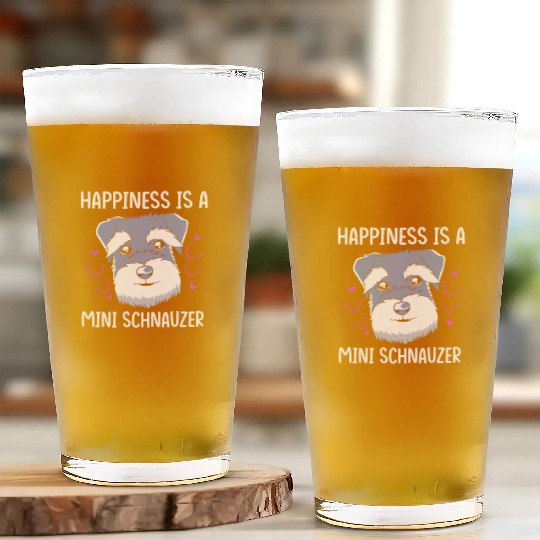 Happiness Is A Miniature Schnauzer Glass Cups