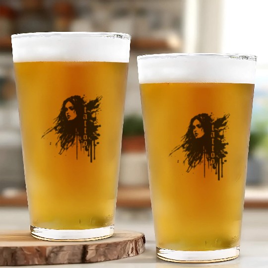 black and white ink woman TATTOO design Glass Cups