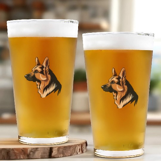 GERMAN SHEPHERD ART PETS PUPPY DOG ANIMALS DRAWING Glass Cups