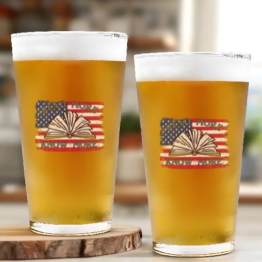 School Library Patriotic US Flag Funny For Librari Glass Cups