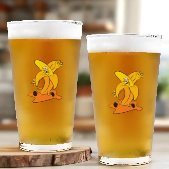 funny running banana Glass Cups