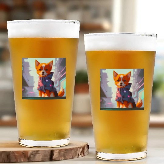 Cute Cyberpunk Dog Glass Cups