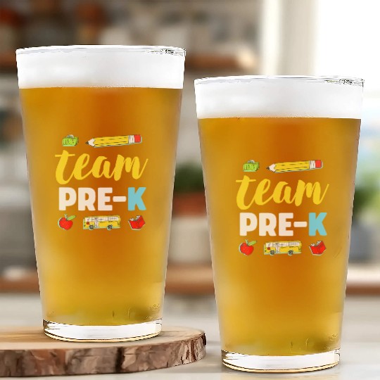 Team Pre-K Teacher First Day Preschool Back to Sch Glass Cups