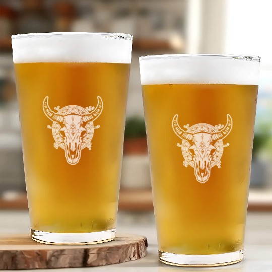 Cow Skull Boho Glass Cups