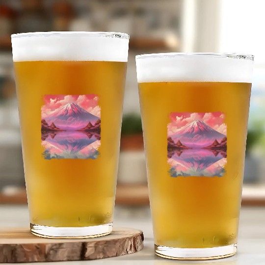 Aesthetic Vaporwave Volcano Japan Sight Mount Fuji Glass Cups